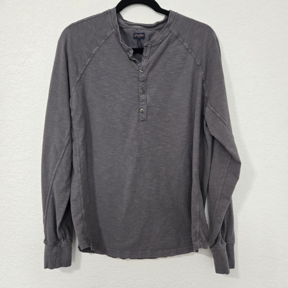 Good Man Brand Soft Slub Long Sleeve Henley Shirt L‎ Grey